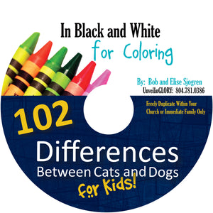 102 Differences Between Cats and Dogs for Kids:  B&W Coloring Pages - CD