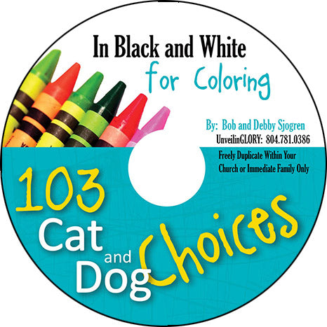 103 Cat and Dog Choices:  B&W Coloring Pages - Download