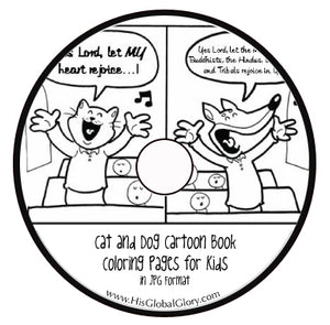 Cat and Dog Cartoon Coloring Pages - CD